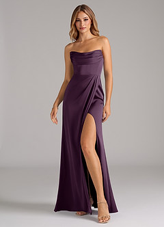 Azazie Johana Bridesmaid Dresses Plum Mermaid Off the Shoulder Stretch Satin Convertible Dress image6