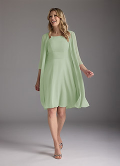 Azazie Shirley Mother of the Bride Dresses Dusty Sage A-Line Scoop Pleated Chiffon Dress image2