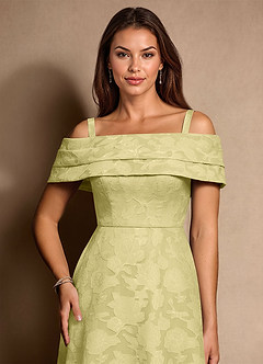 Azazie New Britain Mother of the Bride Dresses Lemon Sorbet A-Line Pleated Floral Burnout Dress image6