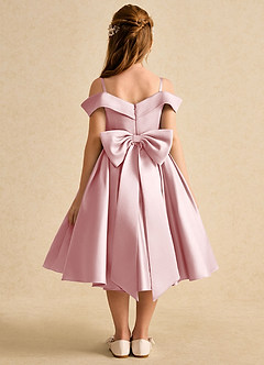 Azazie Favia Final Sale Dusty Blue A-Line Off the Shoulder Matte Satin Dress image1