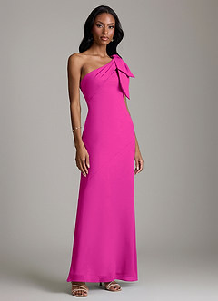 Azazie Yuanna Bridesmaid Dresses Fuchsia Mermaid One Shoulder Chiffon Dress image4