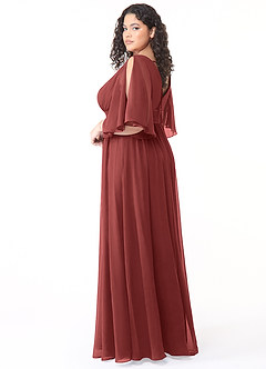 Azazie Temeka Bridesmaid Dresses Terracotta A-Line Ruched Chiffon Dress image10