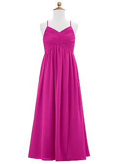 Azazie Alia Junior Fuchsia A-Line Pleated Chiffon Dress image6