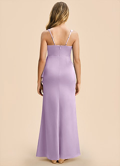 Azazie Adrienne Junior Frosted Lilac Sheath Pleated Stretch Satin Dress image2