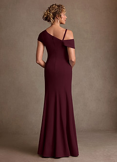 Azazie Rachael Final Sale Dusty Blue Sheath Off the Shoulder Stretch Crepe Dress image3