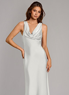 Azazie Cheryl Vestidos de damas de honor Vestido de Blanco de Satén Elástico de Corte Sirena image6