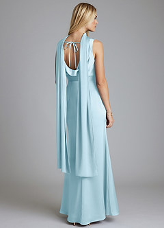 Azazie Tallie 신부 들러리 드레스 인어 주름진 스트레치 새틴 바닥 길이 드레스 image4