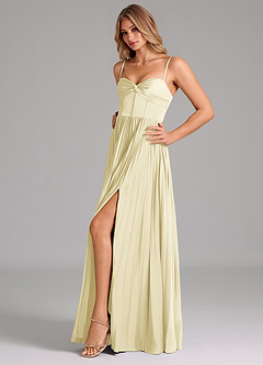 Azazie Akiko Bridesmaid Dresses Lemon Sorbet A-Line Sweetheart Neckline Stretch Satin Dress image6