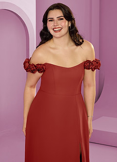 Barbie ♥ Azazie Bridesmaid Dresses Terracotta A-Line Off the Shoulder Chiffon Convertible Dress image16