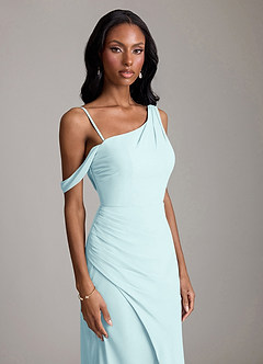 Azazie Madelyn Bridesmaid Dresses Sea Glass Mermaid One Shoulder Chiffon Convertible Dress image3