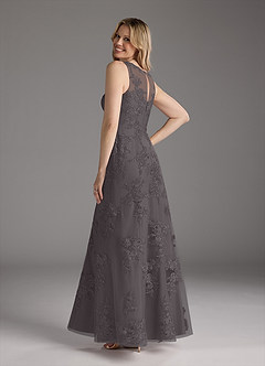 Azazie Whilhelmina Mother of the Bride Dresses Steel Grey Mermaid Lace Chiffon Dress image7