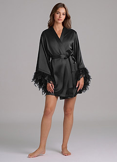 front 3-teiliges Loungewear-Set aus Satin mit Federärmeln