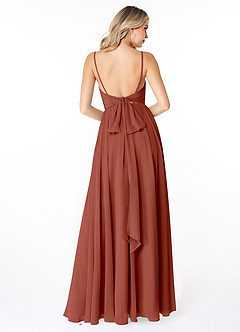 Azazie Gracie Bridesmaid Dresses Auburn A-Line Pleated Chiffon Dress image4