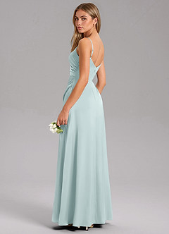 Azazie Azuree Bridesmaid Dresses Mist A-Line Pleated Stretch Satin Dress image7