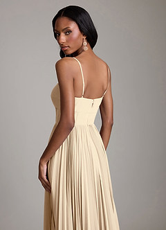 Azazie Akiko Bridesmaid Dresses Champagne A-Line Sweetheart Neckline Chiffon Dress image6