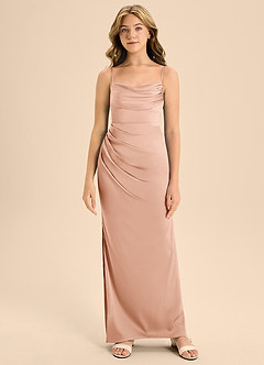 Azazie Mai Junior Rose Gold A-Line Sweetheart Neckline Stretch Satin Dress image5
