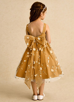 Azazie Bean Flower Girl Dresses Butterscotch Ball-Gown Sleeveless Tulle Dress image2