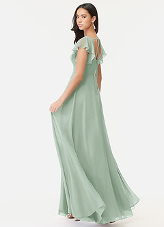Azazie Bondi Bridesmaid Dresses Agave A-Line Ruffled Chiffon Dress image5