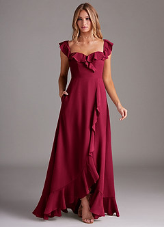 Azazie Lyra Bridesmaid Dresses Burgundy A-Line Chiffon Convertible Dress image10