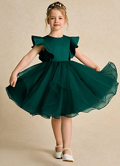 Azazie Chirp Flower Girl Dresses Pine Ball-Gown Tulle Dress image3