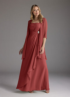 Azazie Weisz Final Sale Agave A-Line Square Neckline Pleated Chiffon Dress image1