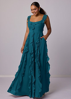 Barbie ♥ Azazie Bridesmaid Dresses Ink Blue A-Line with Pockets Chiffon Dress image7