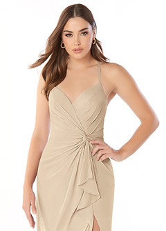 Azazie Aribella Abiti da Damigella Abito Tubino in Chiffon Increspato Champagne image5