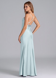 Azazie Seema Brudtärnklänningar Klä av Sjöjungfru i Stretch Satin Korsett Dimma image6