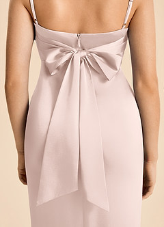 Azazie Fay Junior Blushing Pink Mermaid Ruched Stretch Satin Dress image6