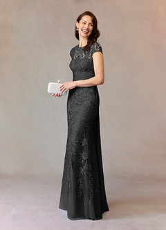 Azazie Jamila Mother of the Bride Dresses Black Mermaid Lace Dress image1