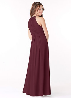 Azazie Bonnie Junior A-Linie Plissee Chiffon Kleid Cabernetrot image3