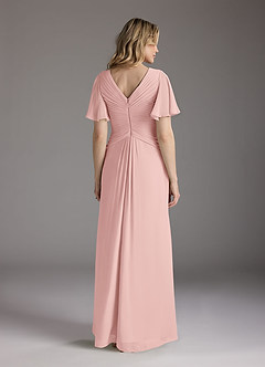 Azazie Morning Glory Mother of the Bride Dresses Powder Pink A-Line V-Neck Ruched Chiffon Dress image2