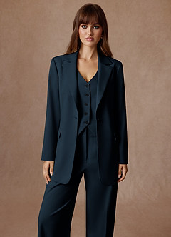 front Rowan Blu Navy Completo 3 pezzi con trama raffinata