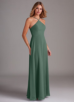 Azazie Bailey Bridesmaid Dresses Sea Moss A-Line Halter Side Slit Chiffon Dress image6