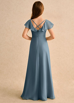 Azazie Nari Girls Formal Flower Girl Dresses Twilight A-Line with Sleeves Chiffon Dress image2