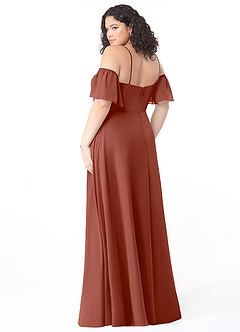Azazie Sue Bridesmaid Dresses Auburn A-Line Off the Shoulder Chiffon Convertible Dress image10