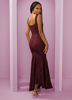 Barbie ♥ Azazie Bridesmaid Dresses Cabernet Sheath Side Slit Floral Burnout Dress image2