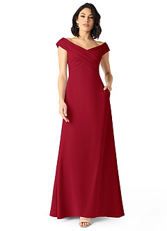 Azazie Evita At-home Try On Dresses Dusk A-Line Off the Shoulder Stretch Crepe Dress image1