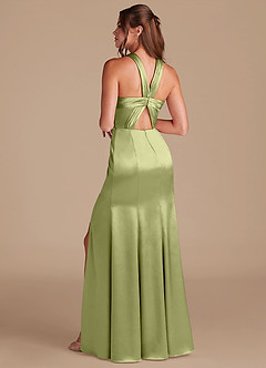 Azazie Rue Bridesmaid Dresses Pistachio Sheath Pleated Metallic Satin Dress image7