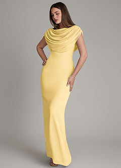 Azazie Hadley Bridesmaid Dresses Butter Mermaid Pleated Chiffon Dress image8