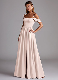 Azazie Calianna Brudtärnklänningar Klä av A-Linje i Stretch Satin Av axeln Rodnande Rosa Konvertibel image3