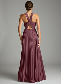 Azazie Afra Abiti da Damigella Abito A-Line in Chiffon Plissettato Sangria image2