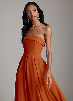 Azazie Lucienne Bridesmaid Dresses Paprika A-Line Strapless Chiffon Convertible Dress image4