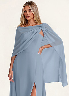 front Azazie Passender langer, fließender Chiffon-Umhang