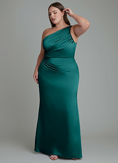 Azazie Akilah Brudtärnklänningar Klänning av Sjöjungfru i Stretch Satin One-shoulder Påfågelblå image10
