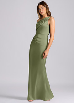 Azazie Akilah Brautjungfernkleider Meerjungfrau-Linie One-Shoulder Stretch-Satin Kleid Gartensalbei image5