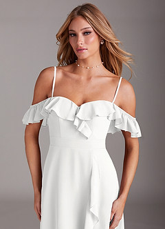 Azazie Lyra Bridesmaid Dresses White A-Line Chiffon Convertible Dress image9