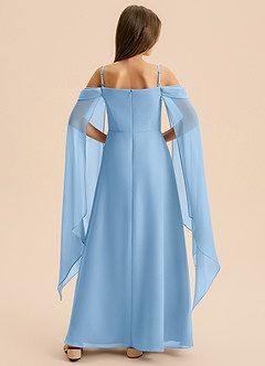 Azazie Moana Junior A-Linie Plissee Chiffon Kleid Puderblau image5