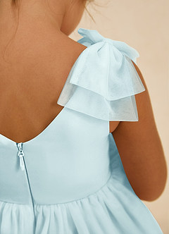 Azazie Vanellope Flower Girl Dresses Sea Glass A-Line Bow Tulle Dress image5