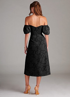 Azazie Evalina Bridesmaid Dresses Black Sheath Floral Burnout Dress image6